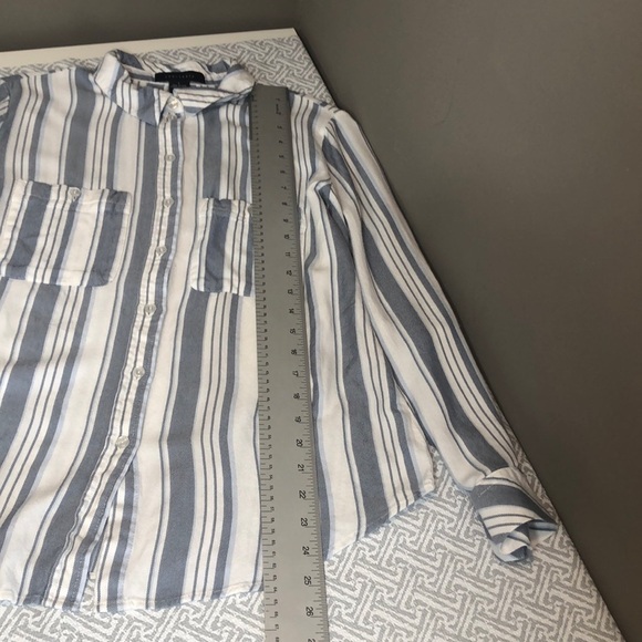 Sanctuary Tomboy Strip Shirt Roll Tab Sleeves Large - Picture 8 of 8